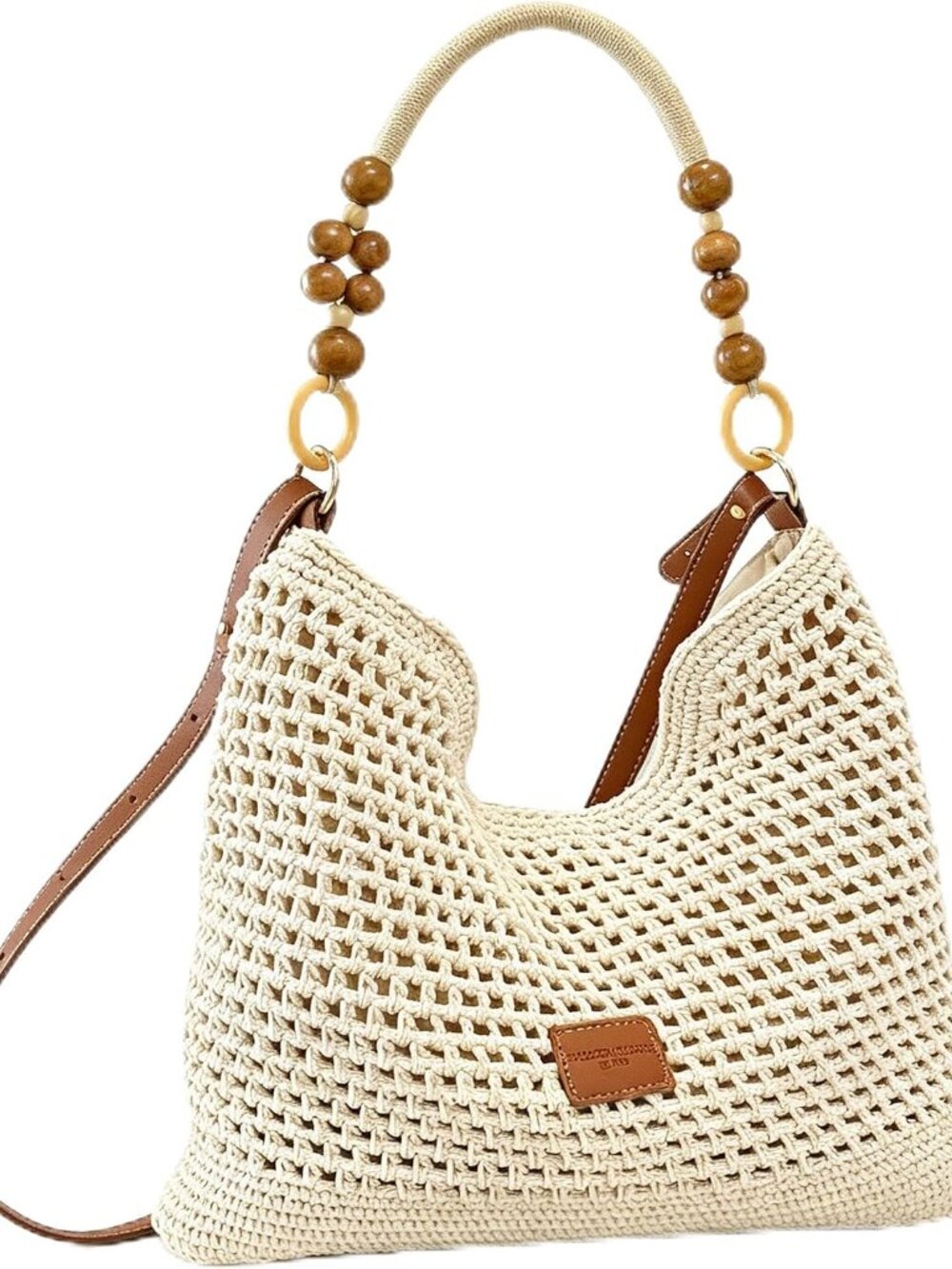 Boho Summer Vacation Women's Straw Woven Box Handbag Crossbody Shoulder Hobo Bag